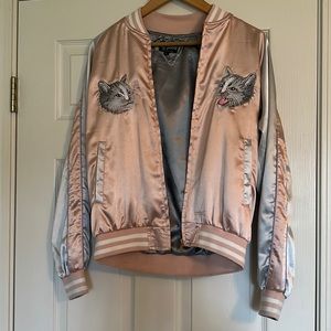 Faux Silk Cat Bomber